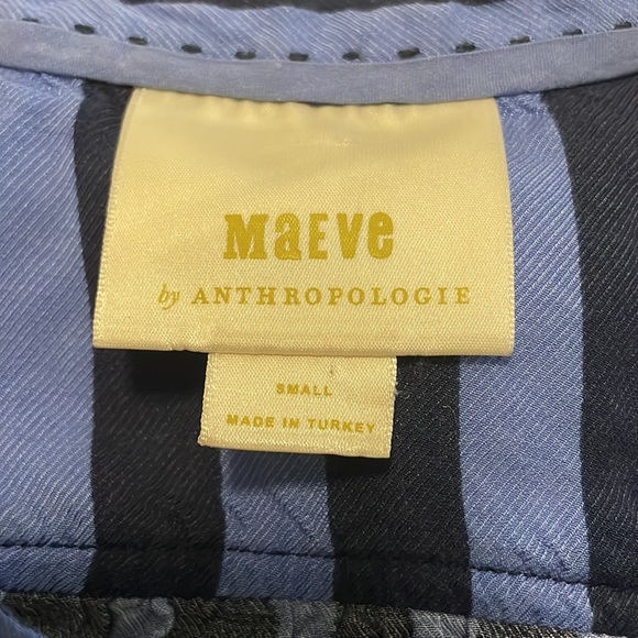 Maeve (Anthro) Breckenridge Blue Striped Button Down Shirt Blouse - Picture 7 of 8